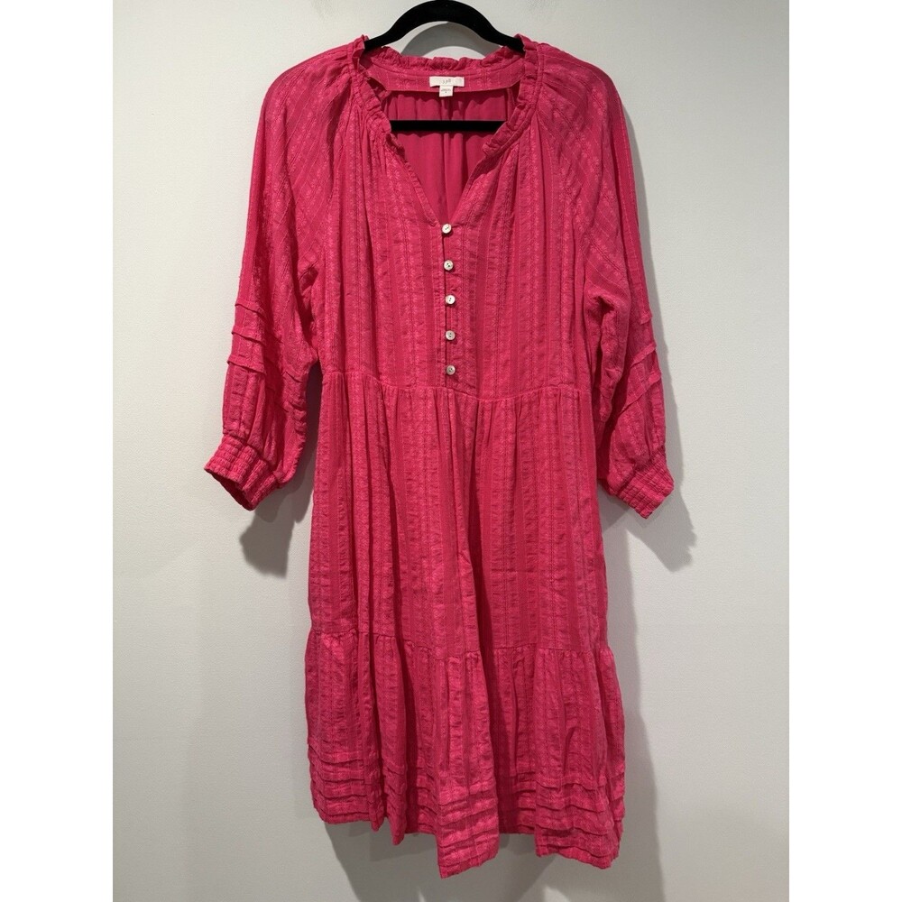 J Jill Floral Dress Women Medium Pink Peasant Prairie Twee Coquette Fairy Preppy